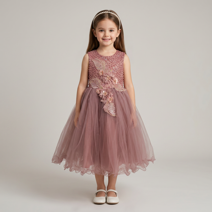 Vestido de Tul Mauve con Detalles para Niña Tallas 12-20