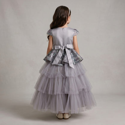Vestido de Tul con Bordados y Mangas para Niña