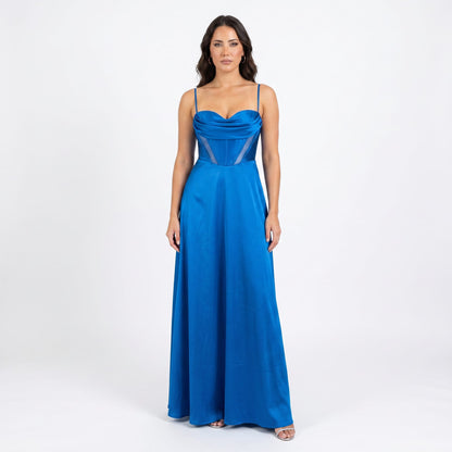 Sweetheart Neck Dress with Corset, Sheer Panels, and Full Skirt Sizes M-XL