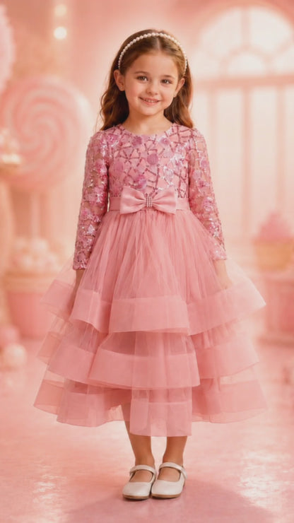 Pink Sequin and Tulle Skirt Kids Dress | Roco Atelier