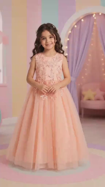 Blush Tulle Embroidered Dress for Girls Sizes 110-160