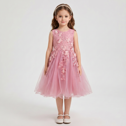 Vestido de Niña Rosa para Fiesta | Roco Atelier