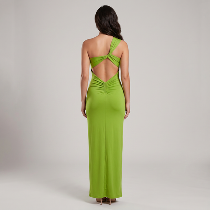 Vestido Asimétrico Espalda Descubierta y Pierna Abierta para Mujer