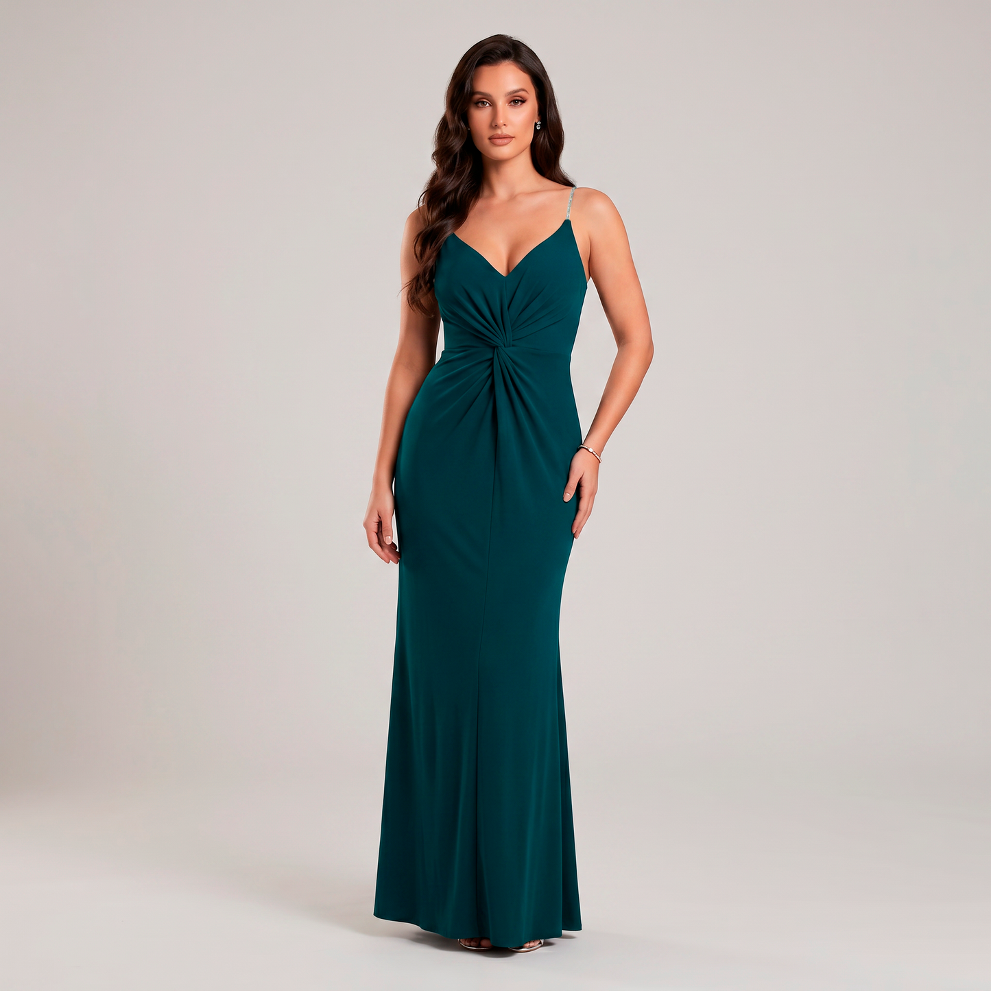Vestido Tirantes Pedrería Fruncido para Mujer